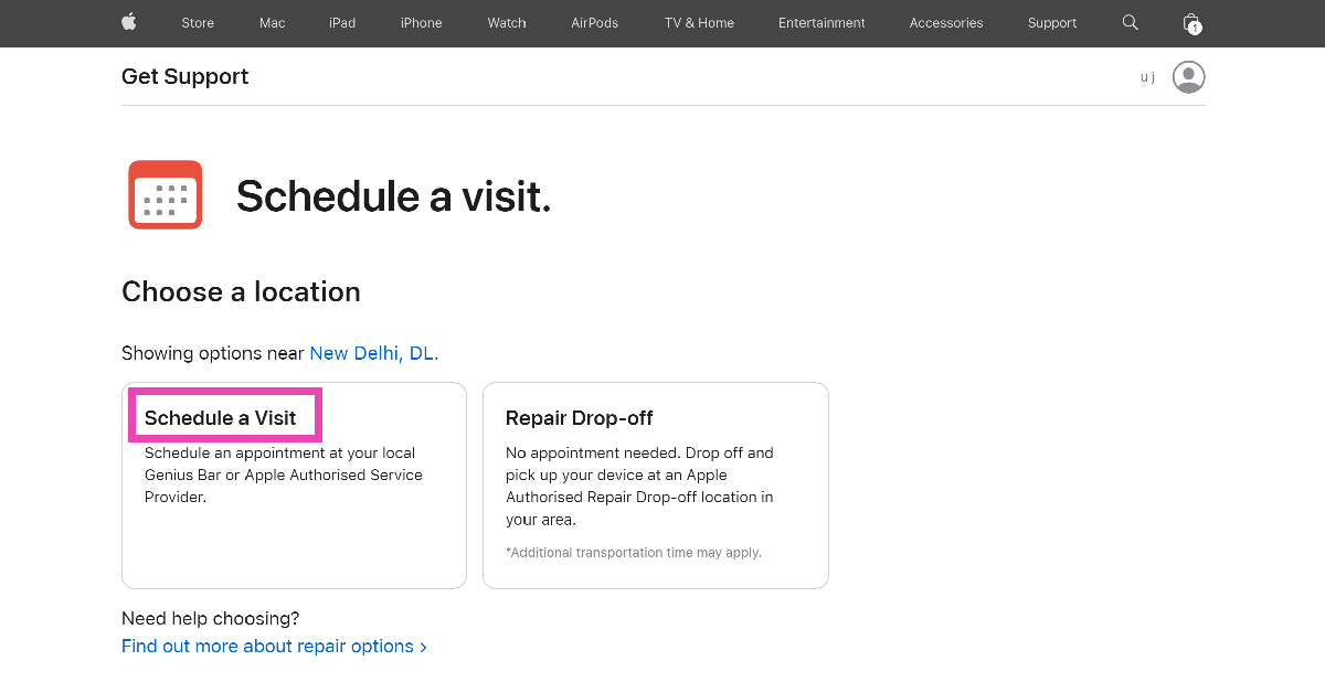 Step 6: Click on Schedule a Visit.