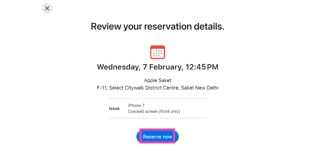 Step 10: On the following page, click on Reserve Now. How to make a Genius Bar appointment at an Apple Store in the USA or UK? (2024)