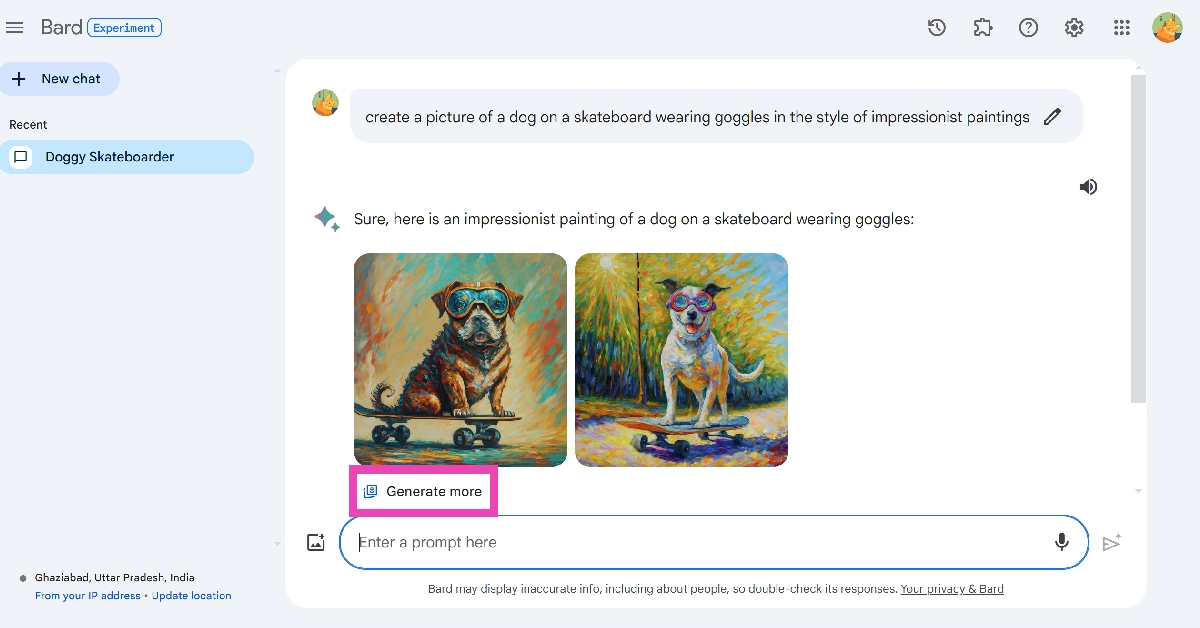 Step 7: Go back and click on Generate more to get more images based on your prompt.