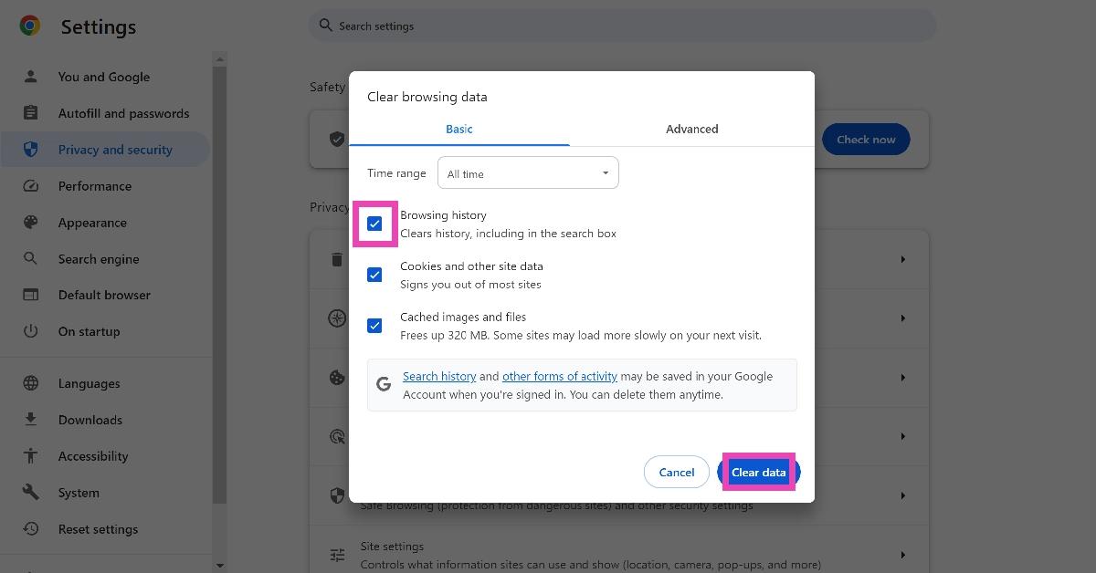 Step 3: After that, tap on the Clear Browsing data and select the time duration and that is it. This is how you can clear the browsing data on Google Chrome.