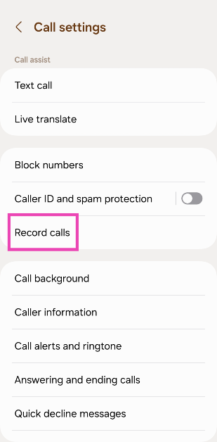 Step 3: Select Record calls.