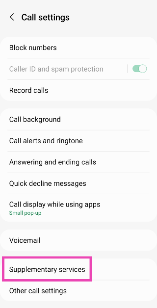 Step 4: Scroll down and select Supplementary services.