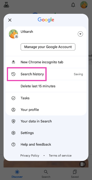 Step 2: Select Search History. Top 4 Ways to Access your Google Search History and Delete All Activity (2024)