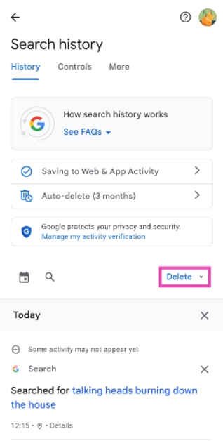Step 3: Tap on Delete. Top 4 Ways to Access your Google Search History and Delete All Activity (2024)