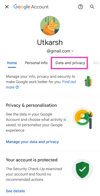 Step 3: Switch to the Data and privacy tab.
