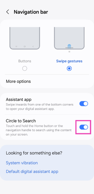 Step 3: Turn on the toggle switch for Circle to Search.