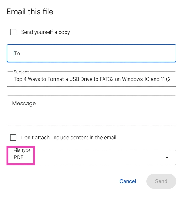 Step 3: Click on File type and select PDF. Top 4 ways to save Google Docs as PDF (2023)