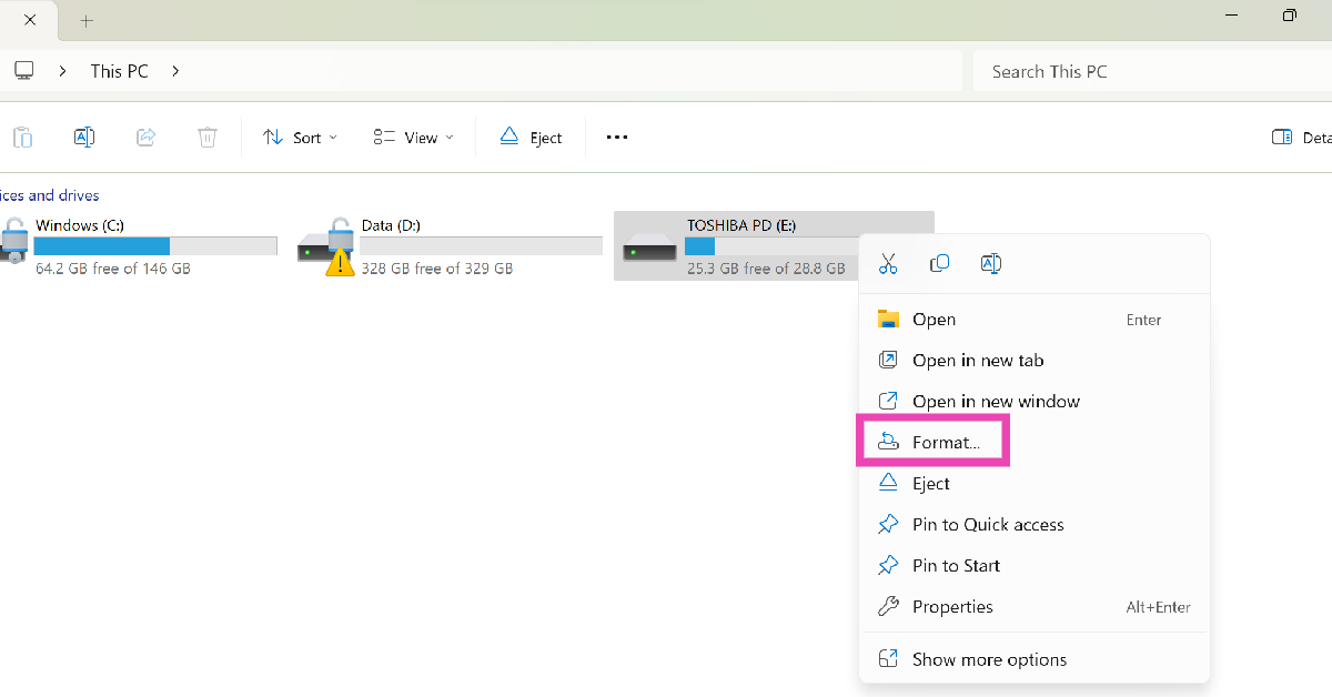 Step 2: Click on Format.