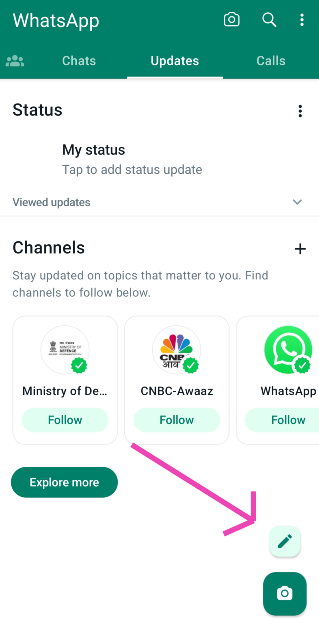 Step 2: Hit the pencil icon at the bottom left corner of the screen to post a text update.