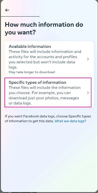 Step 10: On the following page, click on Specific types of information. Best Ways to Download All Your Photos From Facebook Top 2 Ways to Find and Download Your Facebook Messenger History (2024)