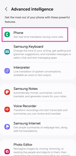 Step 3: Select Phone.