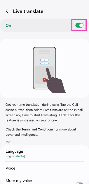 Step 4: Turn on the toggle switch for Live Translate.