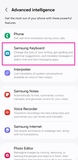 Step 3: Select Samsung Keyboard.
