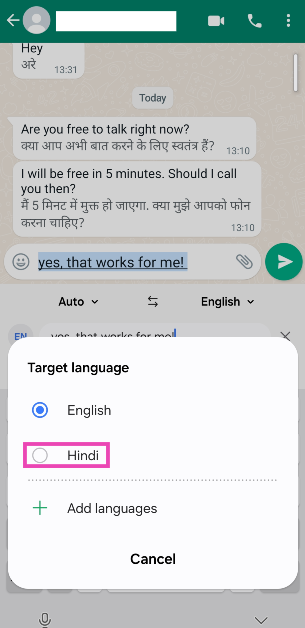 Step 8: Select a language from the list.