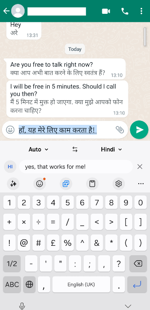 Step 9: The message will be translated into your desired language. Hit the Send button.