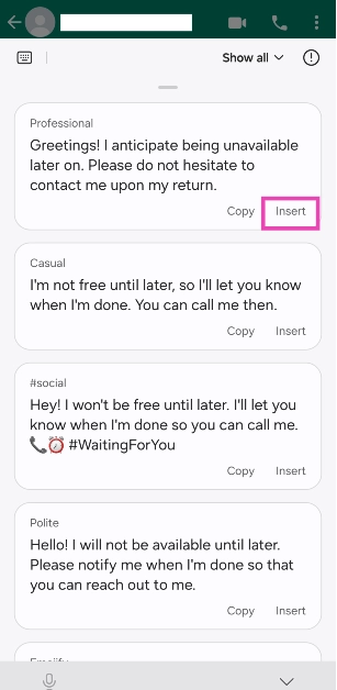 Step 5: Galaxy AI will change your text and suggest different styles. These include Professional, Casual, Social, Polite, and Emojify. How to use Galaxy AI on Samsung Keyboard?