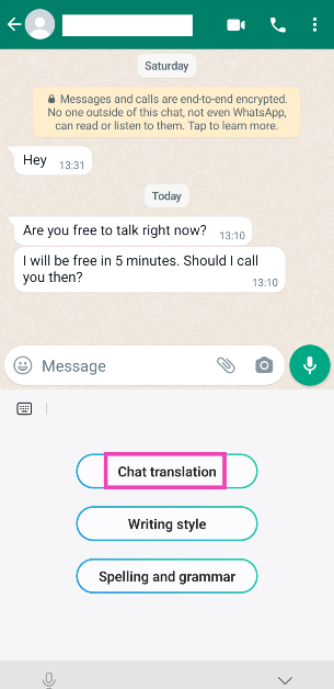 Step 3: Tap on Chat translation.
