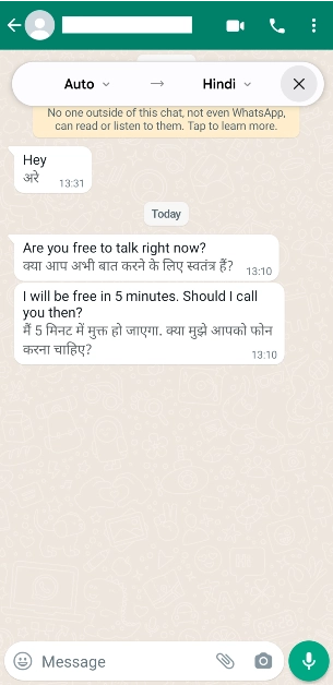Step 5: The messages on the chat will be translated to your desired language.