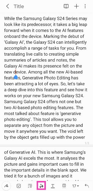 Step 3: Hit the Galaxy AI icon at the bottom of the screen.