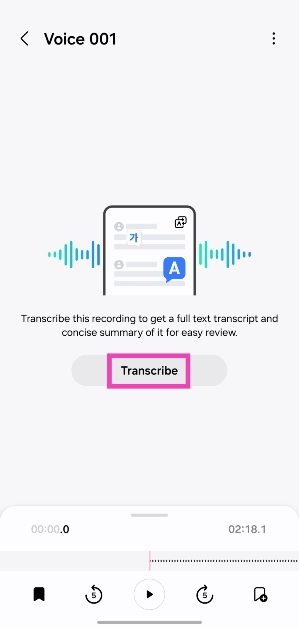 Step 2: Hit the Transcribe button. How to use Samsung Galaxy S24’s AI tech to summarise web pages, notes, and voice notes?