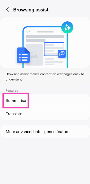 Step 4: Tap on Summarise.