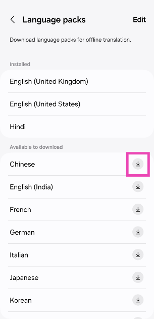 Step 5: Download your desired languages. There are 15 languages to choose from.