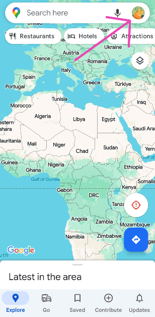 Step 1: Launch the Google Maps app and tap your profile icon at the top right corner of the screen.