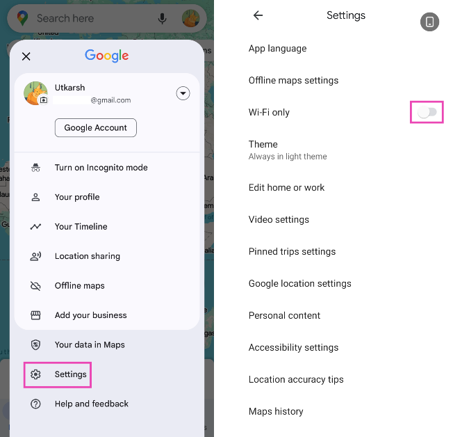 Step 2: Tap on Settings and turn off the toggle switch for WiFi Only.