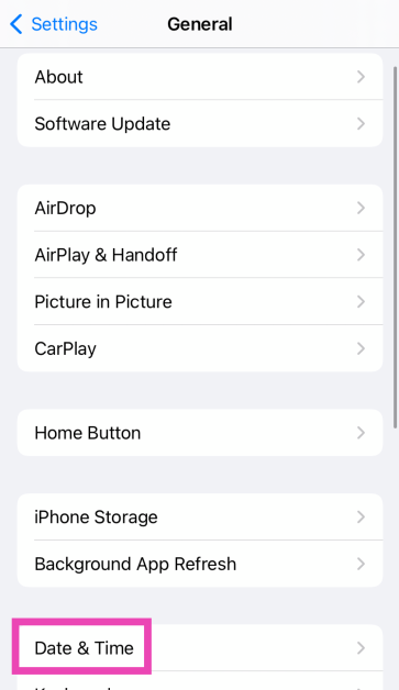 Step 2: Tap on Date and Time.