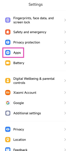 Step 1: Go to Settings and select Apps.