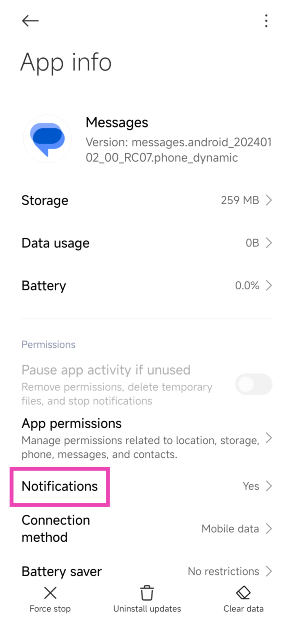 Step 4: Tap on Notifications.