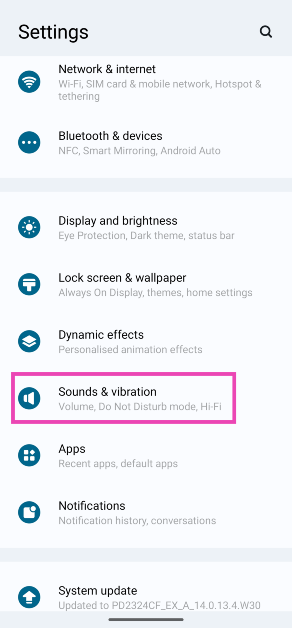 Step 1: Go to Settings and select Sounds and vibration.