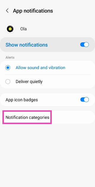 Step 4: Make sure the toggle switch for Show notifications is turned on and tap on Notification categories.