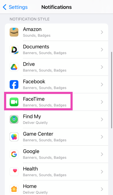 Step 2: Scroll down and select the app for which you want to set a custom notification sound. You can only change the notification sound for Apple’s suite of apps.