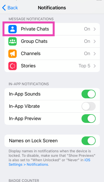 Step 4: Select the category for which you want to change the notification sound.