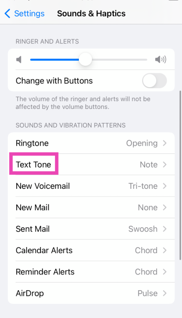 Step 2: Tap on the alert tone you wish to change.