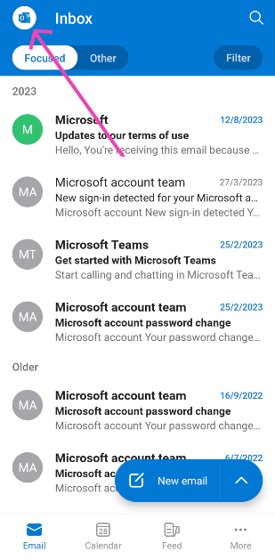 Step 2: Hit the profile icon at the top left corner of the screen.