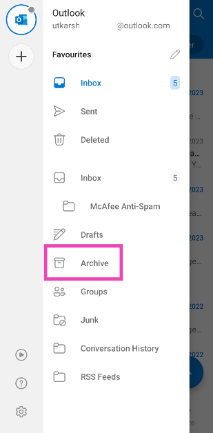 Step 3: Select Archive from the list.