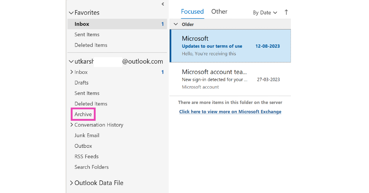 Step 3: Select Archive.