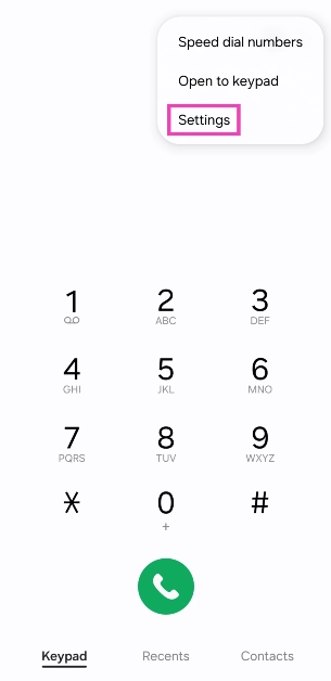 Select Settings.