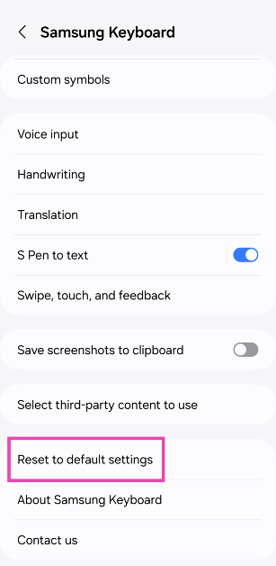 Step 3: Tap on Reset to default settings.
