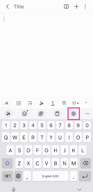 Step 2: Hit the cog wheel icon to access keyboard settings.