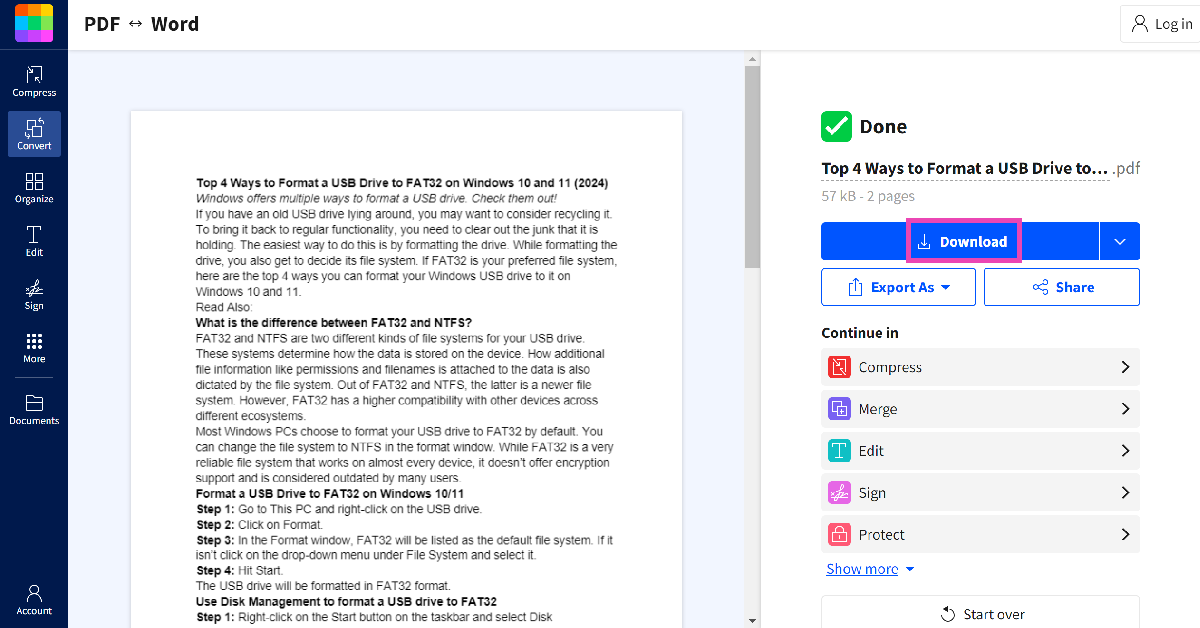 Step 3: The docx file will be converted to PDF. Hit Download to store it on your PC. Top 4 ways to save Google Docs as PDF (2023)