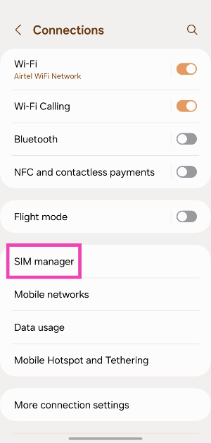 Step 2: Tap on SIM manager.