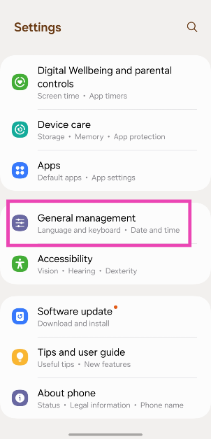 Step 1: Go to Settings and General Management. Top 8 Ways to Fix an Android Phone That Can't Make or Receive Calls Top 8 ways to fix the ‘Emergency Calls Only’ error message on Android (2024)