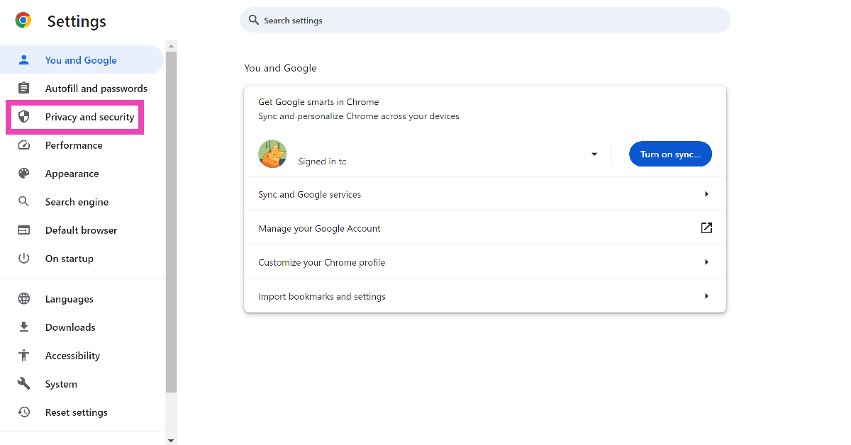 Step 1: Go to Settings and switch to the Privacy and security tab.