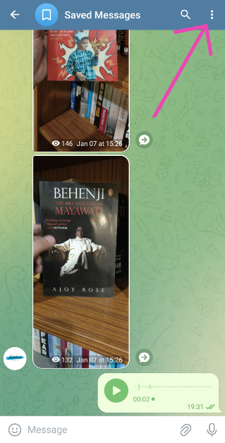 Step 5: To sort the messages by their respective chats, hit the ellipses at the top right corner of the screen and select View as Chats. You can also hit the banner to achieve the same result.
