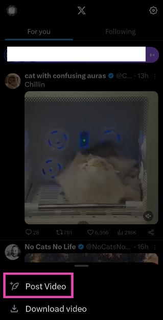 Step 2: Long-press the video and select Post Video.