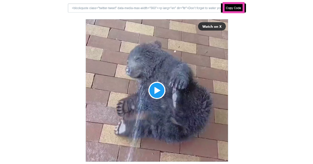 Step 4: Click on Copy Code. Top 6 Methods to Share Videos on X (formerly Twitter) Without Retweeting (2024)
