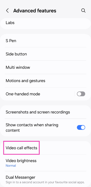 Step 2: Tap on Video call effects.